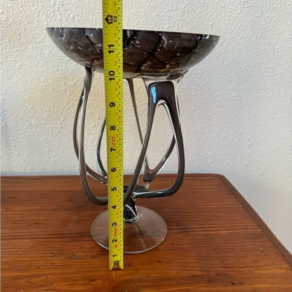 Vintage Josefina Krosno Jellyfish Octopus Modern Art Glass Sculptural Bowl Stand